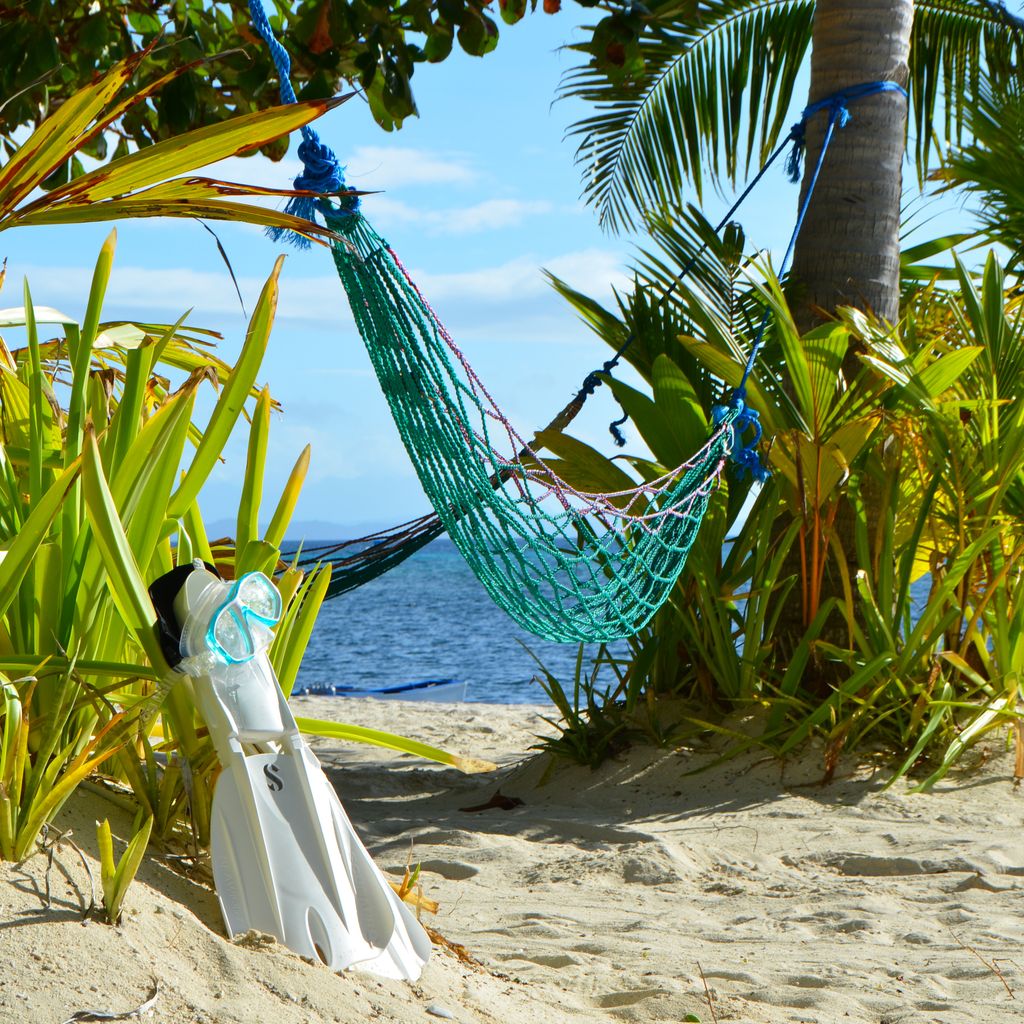 hamac masque palme plage