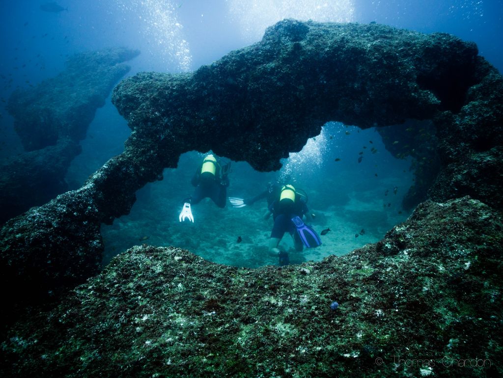 plongeurs arc sous l'eau