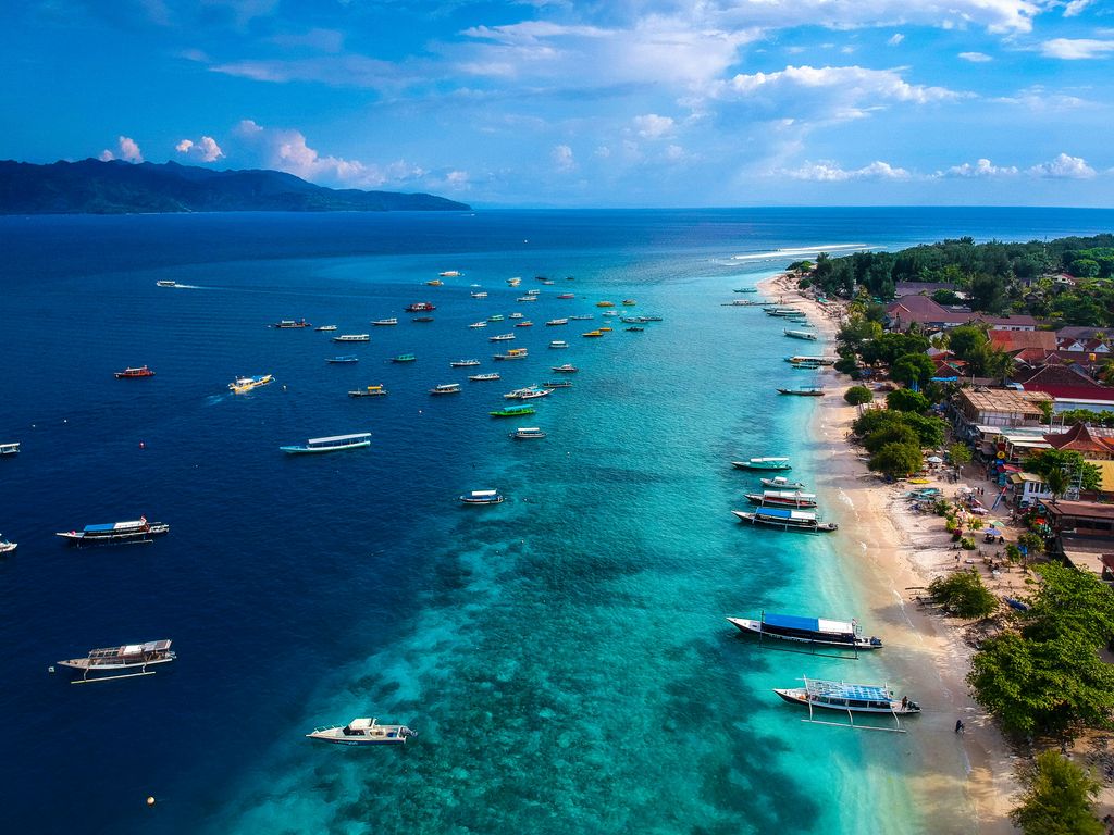 îles gili vue du ciel plage et mer