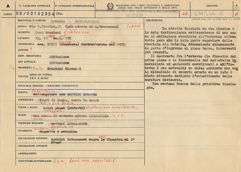 Casa al n. 20 di Via G. Oberdan