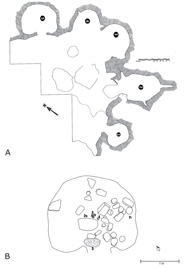 giacimento in cavità naturale, deposizione funeraria, Deposizioni di Grotta della Tartaruga