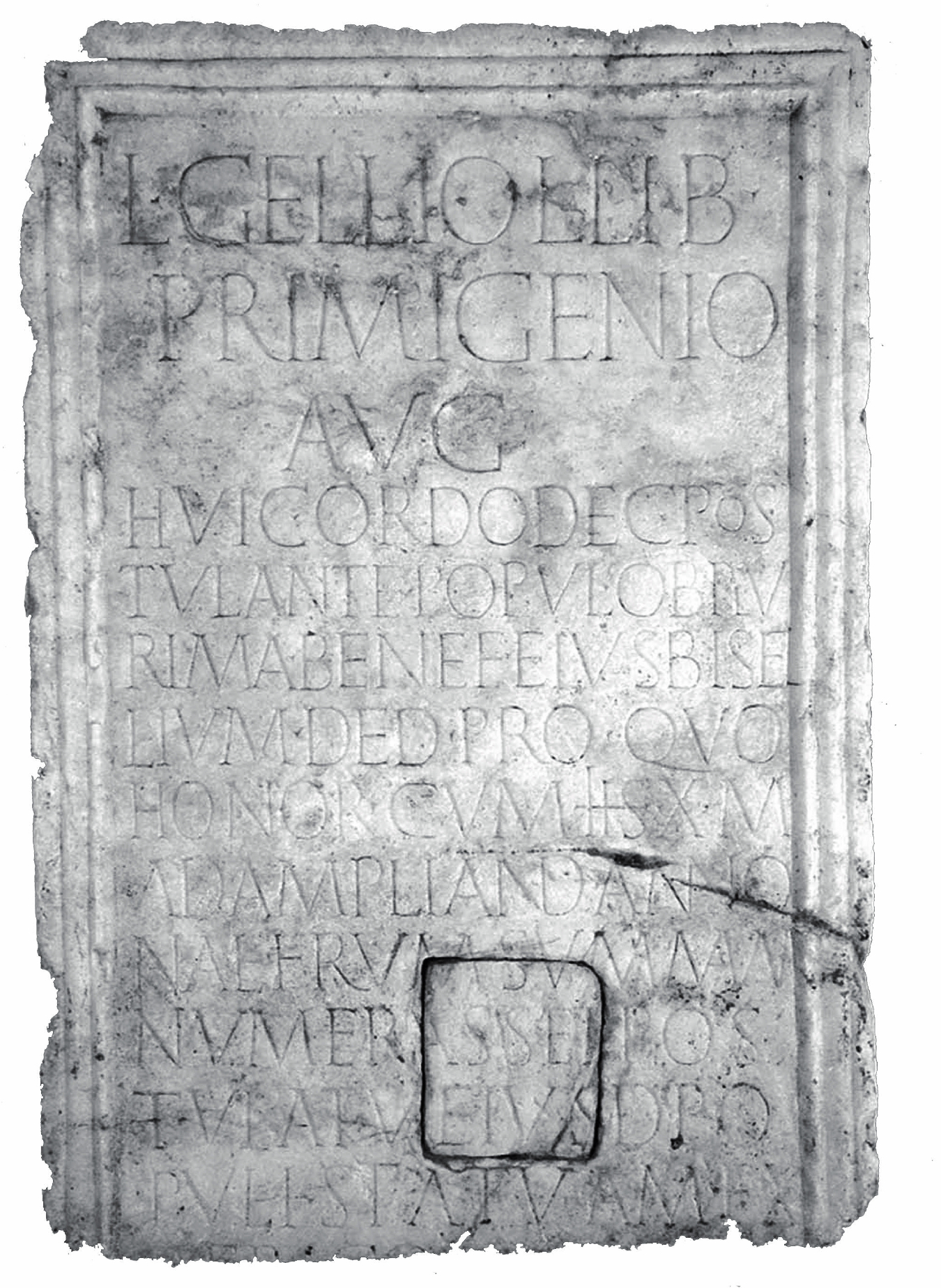 luogo con ritrovamento sporadico, epigrafe, Epigrafe del bisellium